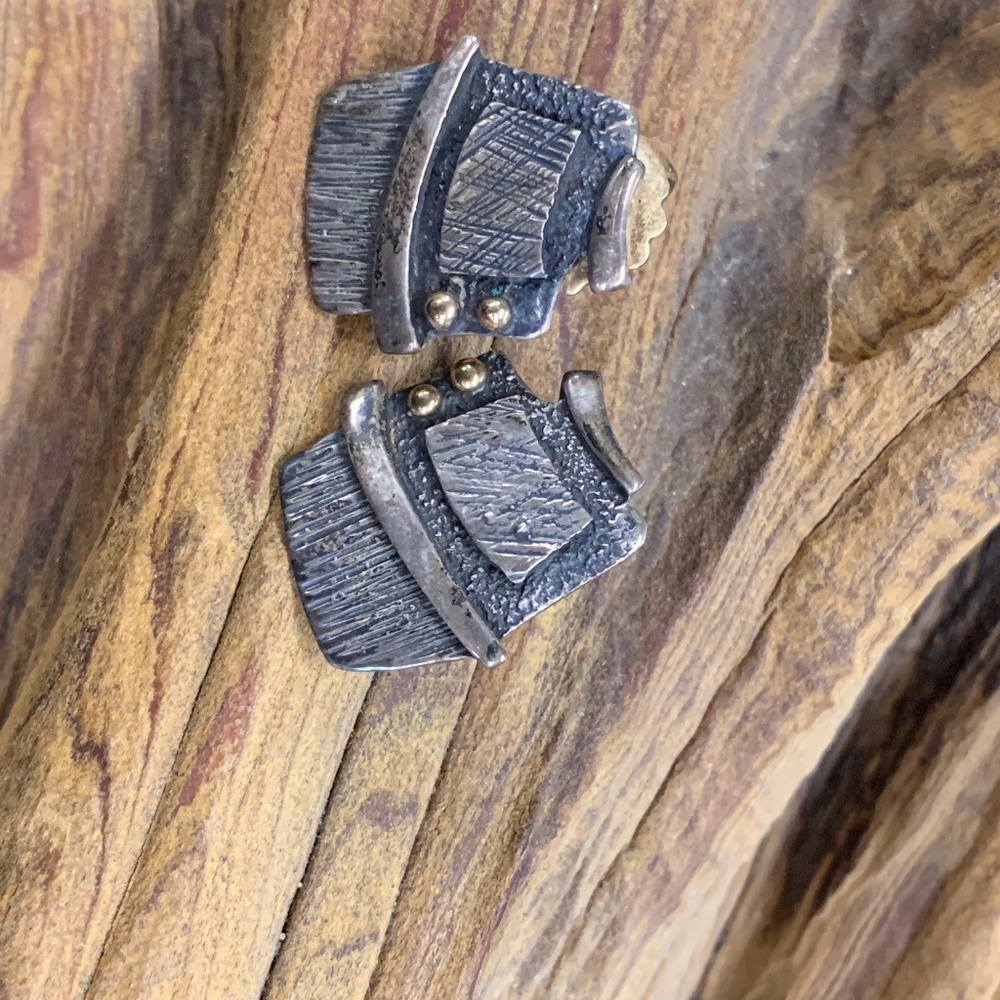 Sterling Silver With Gold Earring